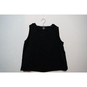 Eileen Fisher womens black silk tank top M capsule basic